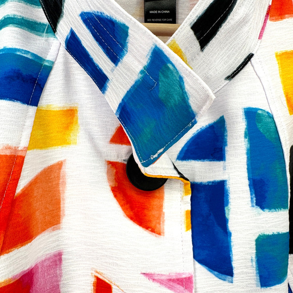 Ali Miles Textured Abstract Print Wire Collar Tunic Top Shirt Plus Sz 0X Artsy - Picture 4 of 10